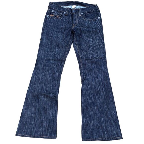 True Religion Jeans Size 33 Leather Horseshoe Blue - Picture 4 of 8